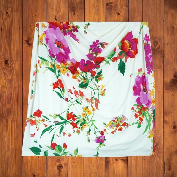 Lauren Ralph Lauren Women's Faux-Wrap Floral Jersey Dress V-neck Flutter Sleeve - Picture 5 of 9